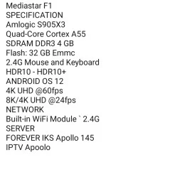 MEDIASTAR F1 AMLOGIC S905 X3 4k UHD ANDROID 12 