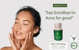 Inskinceutica Acne Cure 500MG. Probiotic +omega 3 